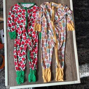 Little One Shop Footie Sleeper Zippy Pajamas Bundle 18-24M Strawberry Flower